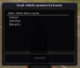 menu of vehicle spawner